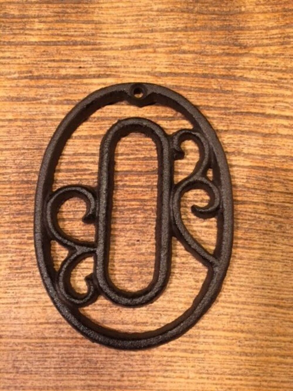 "0" (Zero) House Address Number Ornate Cast Iron Filigree 4 5/8" tall 0558-0